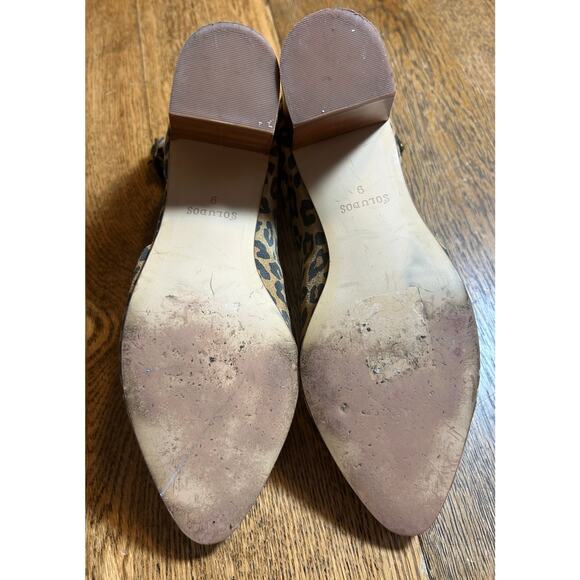 Soludos Anthropologie Gemma Animal Print Suede Leather Wood Block Heels Sz 9 - Picture 7 of 7